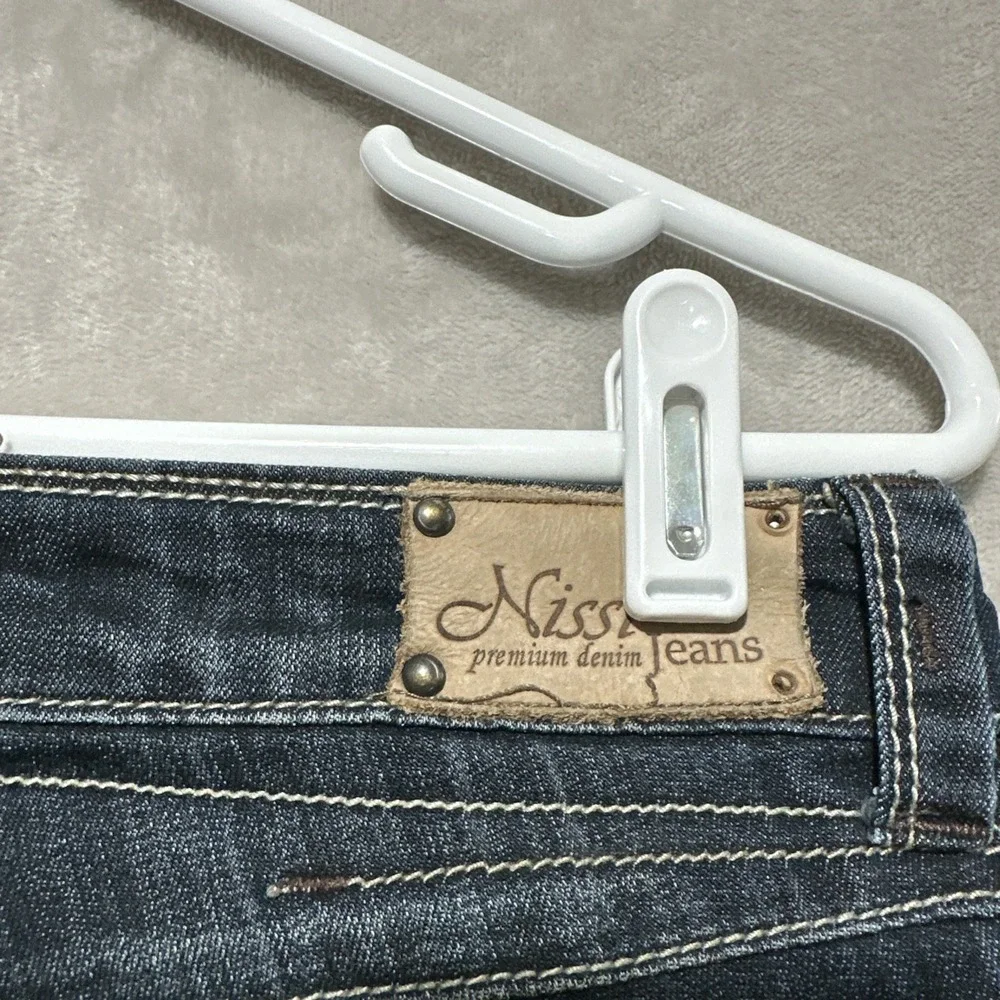 Nissi Premium Denim Jeans Women's 11 Blue Dark Wash‎ Straight Leg Low Rise Flare